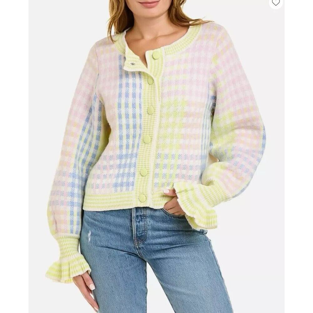 NWT LOVESHACKFANCY Keoni Cotton/Wool Blend Cardigan Mint Jelly Size S $295